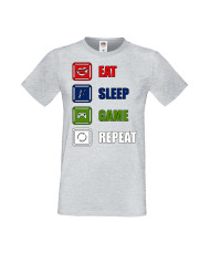 Мъжка Геймърска Тениска Gamer Eat Sleep Game Repeat 01