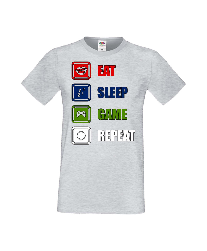 Мъжка Геймърска Тениска Gamer Eat Sleep Game Repeat 01 Мъжка Геймърска Тениска Gamer Eat Sleep Game Repeat 01