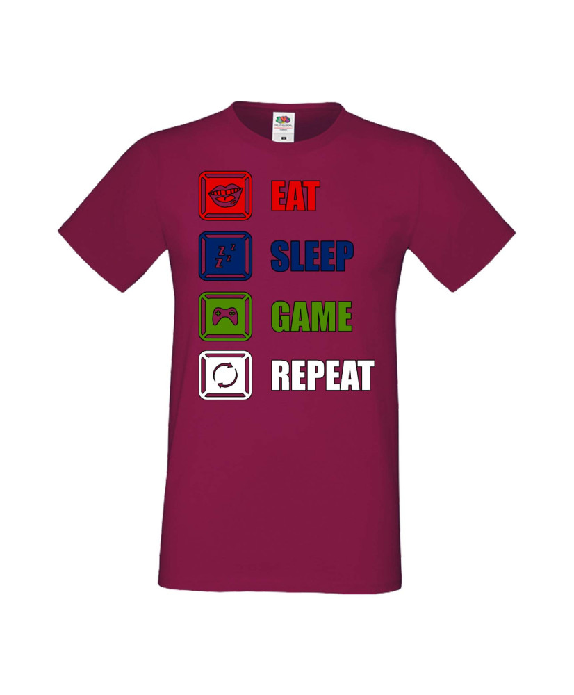 Мъжка Геймърска Тениска Gamer Eat Sleep Game Repeat 01 Мъжка Геймърска Тениска Gamer Eat Sleep Game Repeat 01
