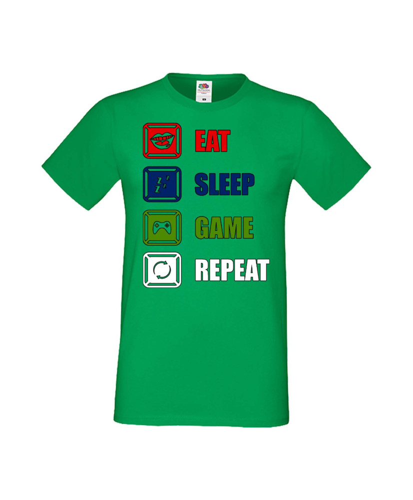 Мъжка Геймърска Тениска Gamer Eat Sleep Game Repeat 01 Мъжка Геймърска Тениска Gamer Eat Sleep Game Repeat 01