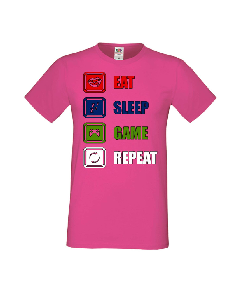 Мъжка Геймърска Тениска Gamer Eat Sleep Game Repeat 01 Мъжка Геймърска Тениска Gamer Eat Sleep Game Repeat 01