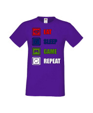 Мъжка Геймърска Тениска Gamer Eat Sleep Game Repeat 01