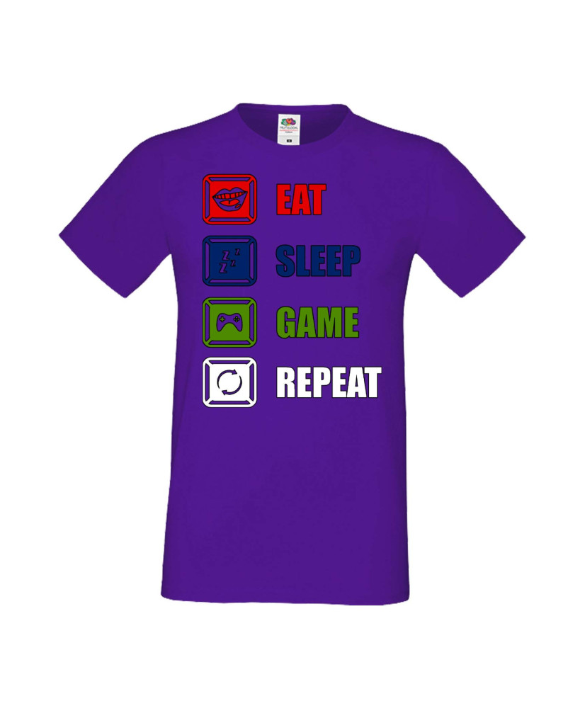 Мъжка Геймърска Тениска Gamer Eat Sleep Game Repeat 01 Мъжка Геймърска Тениска Gamer Eat Sleep Game Repeat 01