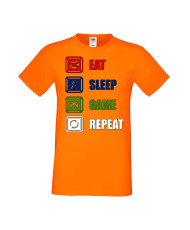 Мъжка Геймърска Тениска Gamer Eat Sleep Game Repeat 01