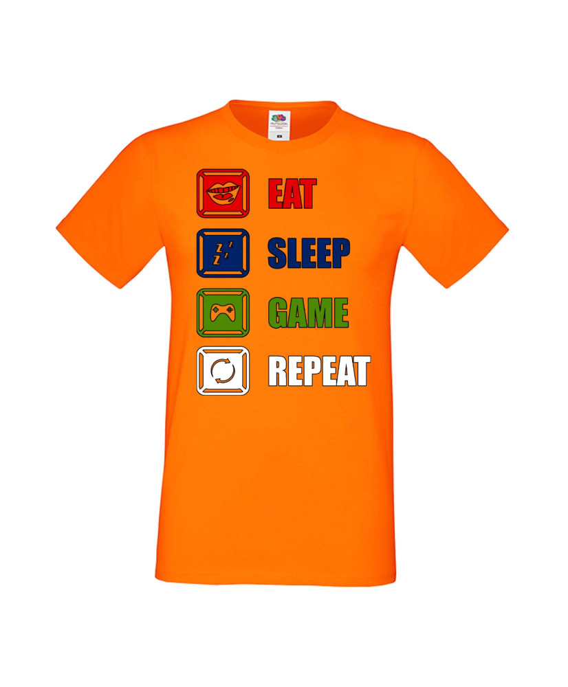 Мъжка Геймърска Тениска Gamer Eat Sleep Game Repeat 01 Мъжка Геймърска Тениска Gamer Eat Sleep Game Repeat 01