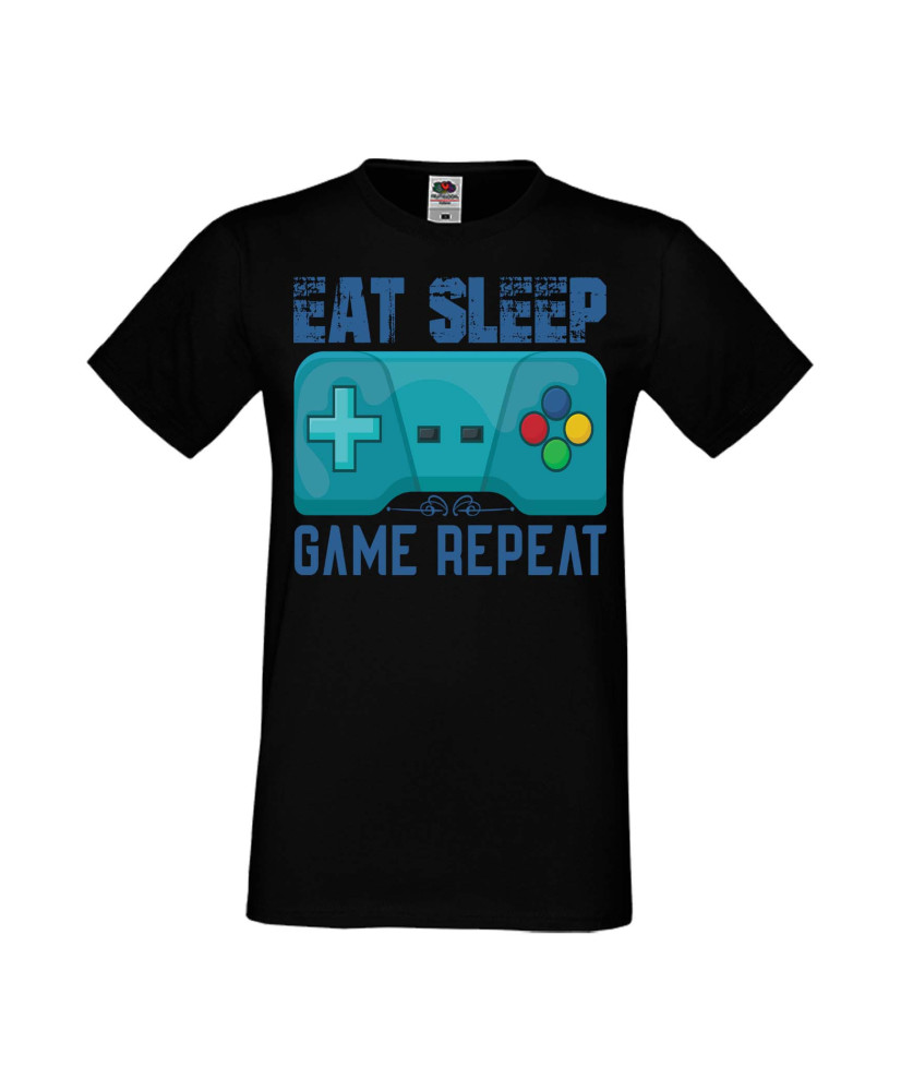 Мъжка Геймърска Тениска Gamer Eat Sleep Game Repeat 02 Мъжка Геймърска Тениска Gamer Eat Sleep Game Repeat 02