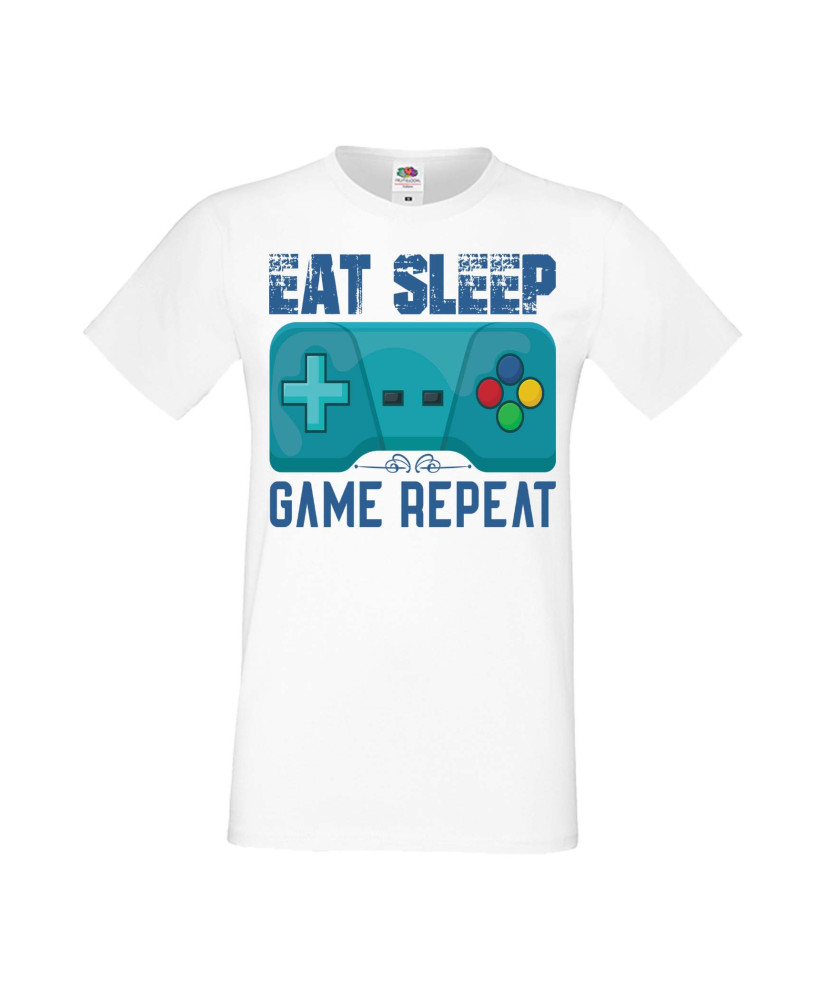 Мъжка Геймърска Тениска Gamer Eat Sleep Game Repeat 02 Мъжка Геймърска Тениска Gamer Eat Sleep Game Repeat 02