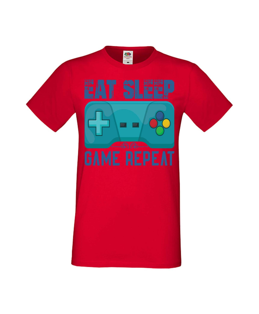 Мъжка Геймърска Тениска Gamer Eat Sleep Game Repeat 02 Мъжка Геймърска Тениска Gamer Eat Sleep Game Repeat 02