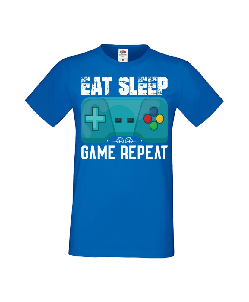 Мъжка Геймърска Тениска Gamer Eat Sleep Game Repeat 02 Мъжка Геймърска Тениска Gamer Eat Sleep Game Repeat 02