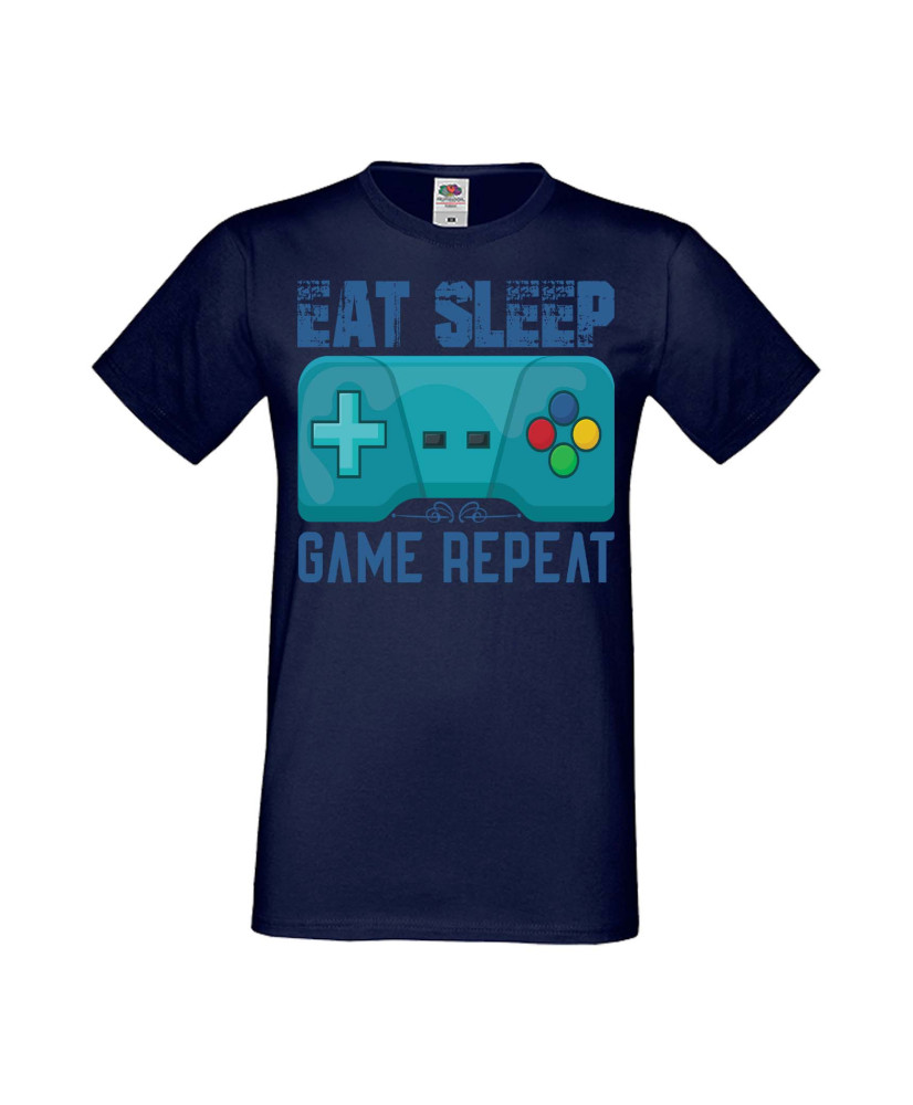 Мъжка Геймърска Тениска Gamer Eat Sleep Game Repeat 02 Мъжка Геймърска Тениска Gamer Eat Sleep Game Repeat 02