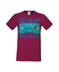 Мъжка Геймърска Тениска Gamer Eat Sleep Game Repeat 02