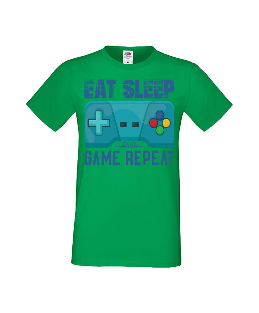 Мъжка Геймърска Тениска Gamer Eat Sleep Game Repeat 02 Мъжка Геймърска Тениска Gamer Eat Sleep Game Repeat 02