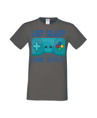 Мъжка Геймърска Тениска Gamer Eat Sleep Game Repeat 02