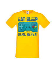 Мъжка Геймърска Тениска Gamer Eat Sleep Game Repeat 02