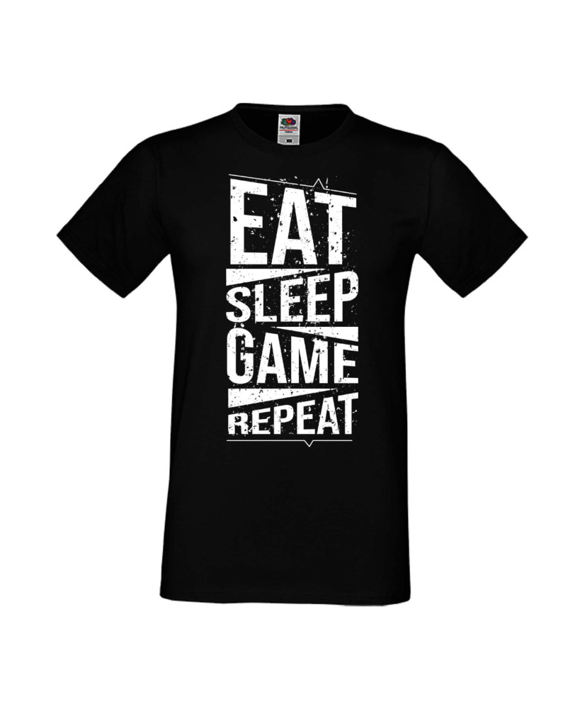 Мъжка Геймърска Тениска Gamer Eat Sleep Game Repeat 03 Мъжка Геймърска Тениска Gamer Eat Sleep Game Repeat 03