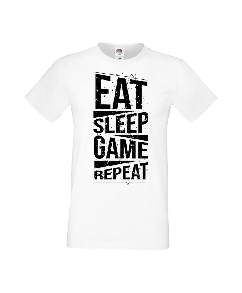 Мъжка Геймърска Тениска Gamer Eat Sleep Game Repeat 03 Мъжка Геймърска Тениска Gamer Eat Sleep Game Repeat 03