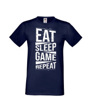 Мъжка Геймърска Тениска Gamer Eat Sleep Game Repeat 03