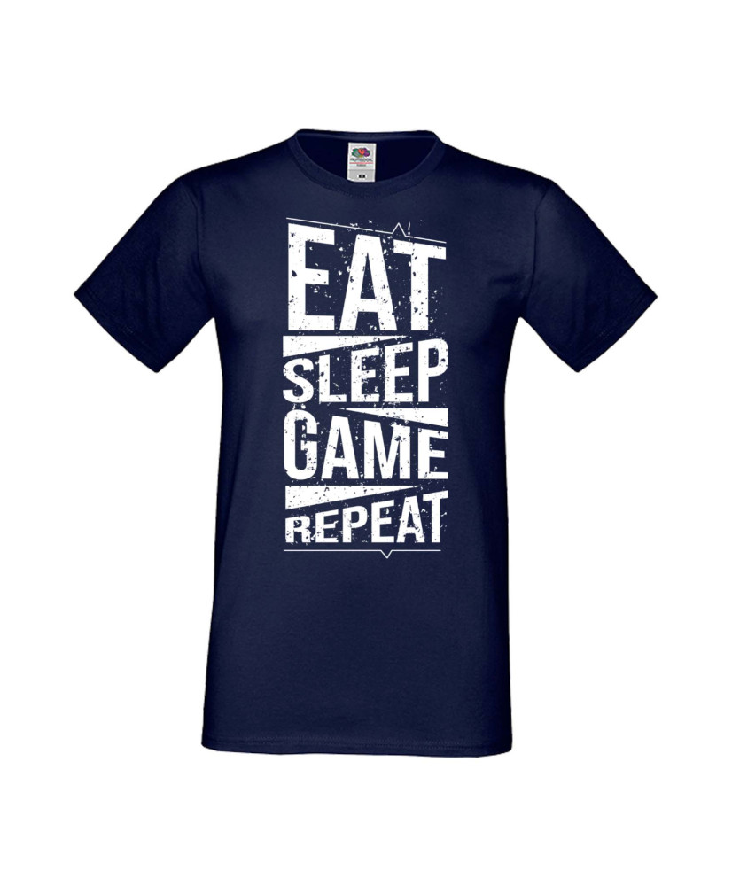 Мъжка Геймърска Тениска Gamer Eat Sleep Game Repeat 03 Мъжка Геймърска Тениска Gamer Eat Sleep Game Repeat 03
