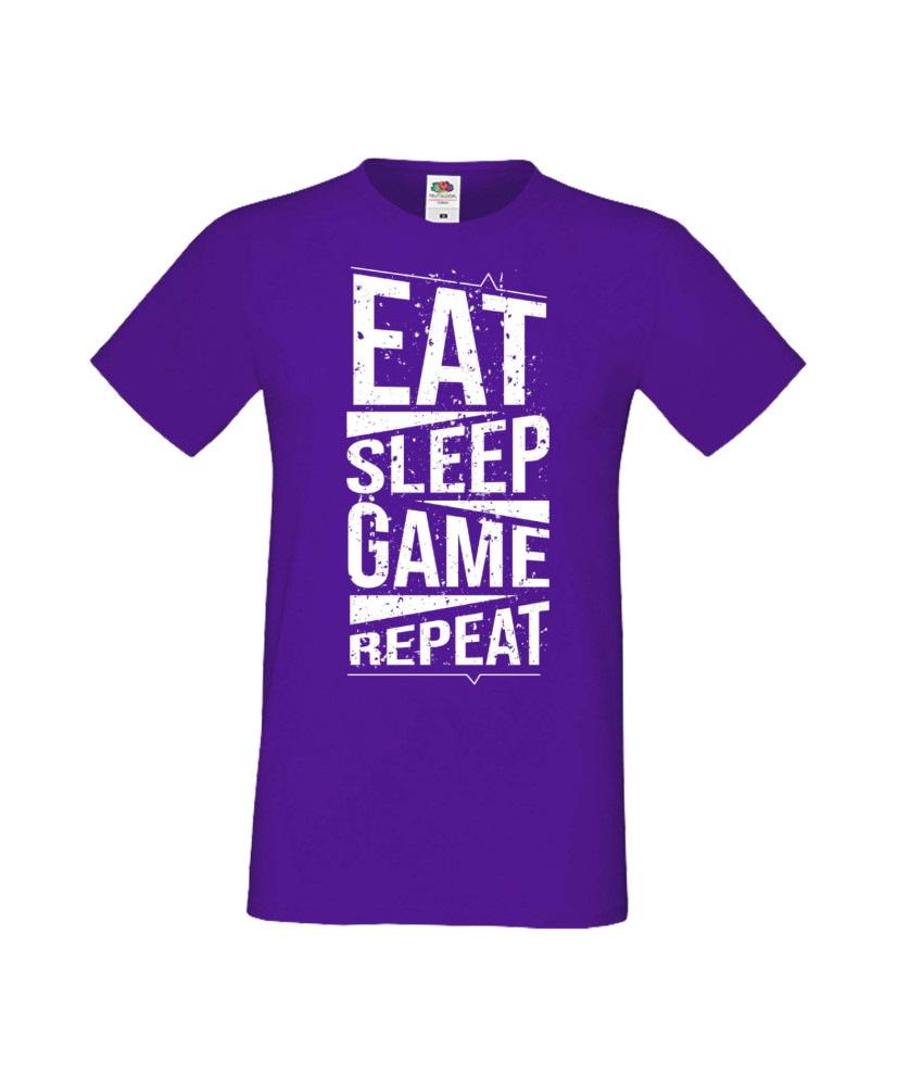 Мъжка Геймърска Тениска Gamer Eat Sleep Game Repeat 03 Мъжка Геймърска Тениска Gamer Eat Sleep Game Repeat 03