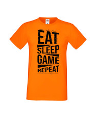 Мъжка Геймърска Тениска Gamer Eat Sleep Game Repeat 03