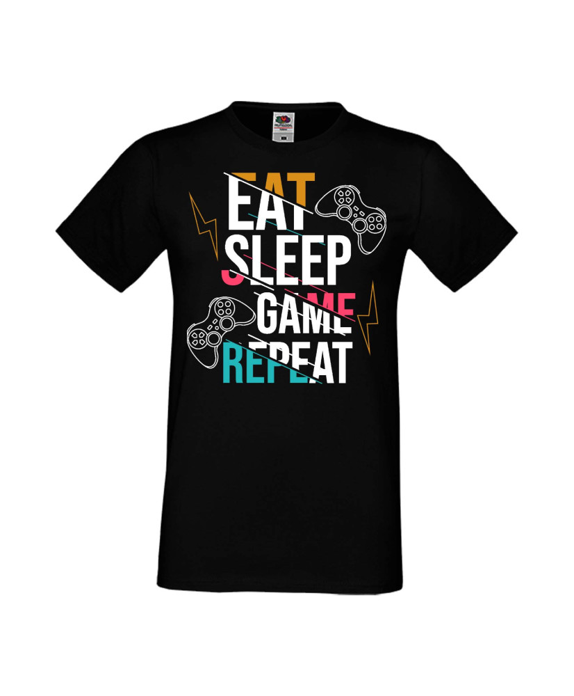 Мъжка Геймърска Тениска Gamer Eat Sleep Game Repeat 04