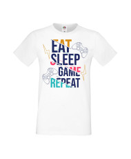 Мъжка Геймърска Тениска Gamer Eat Sleep Game Repeat 04