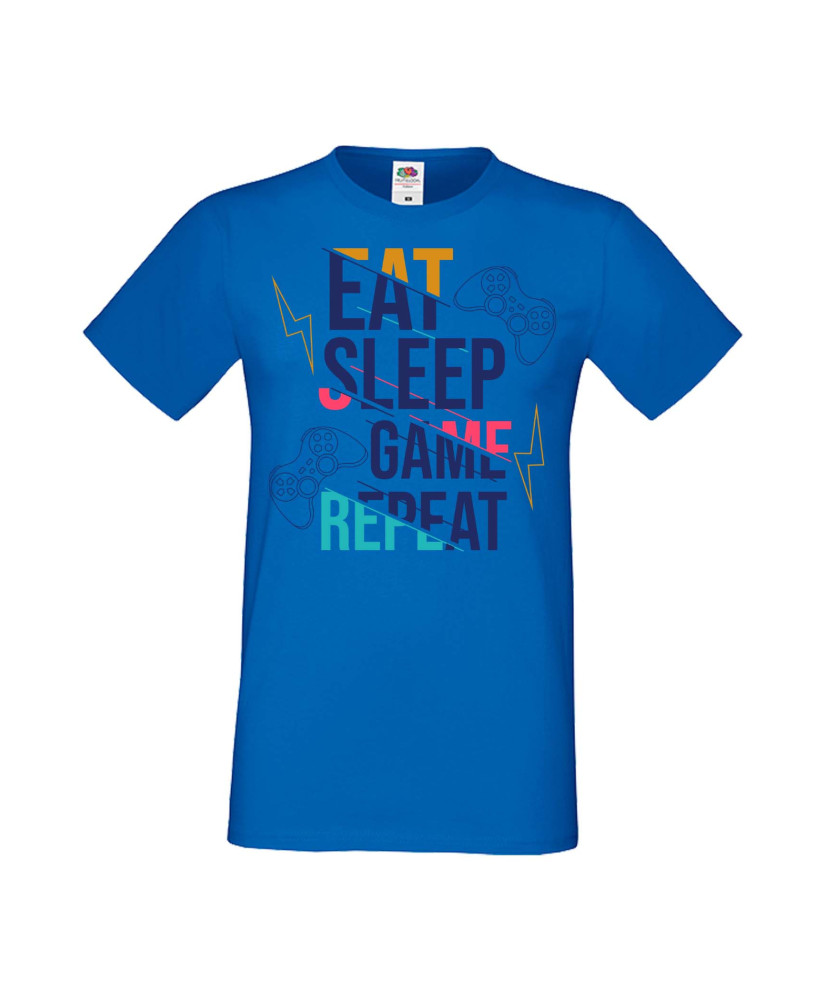 Мъжка Геймърска Тениска Gamer Eat Sleep Game Repeat 04 Мъжка Геймърска Тениска Gamer Eat Sleep Game Repeat 04