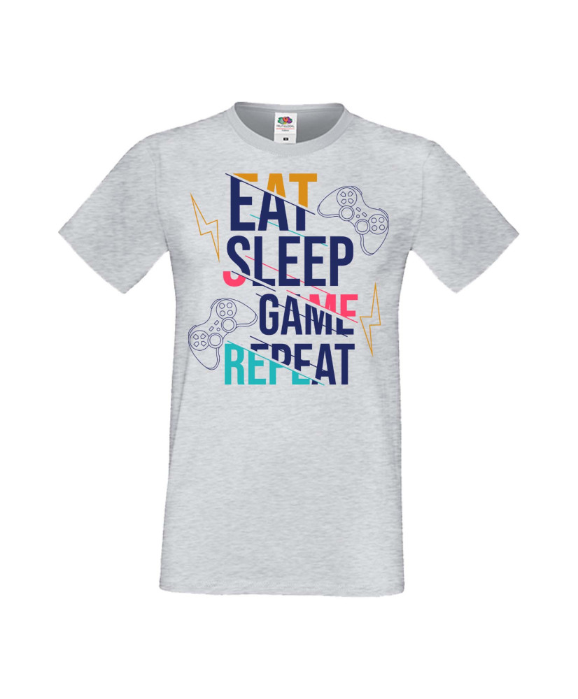 Мъжка Геймърска Тениска Gamer Eat Sleep Game Repeat 04 Мъжка Геймърска Тениска Gamer Eat Sleep Game Repeat 04