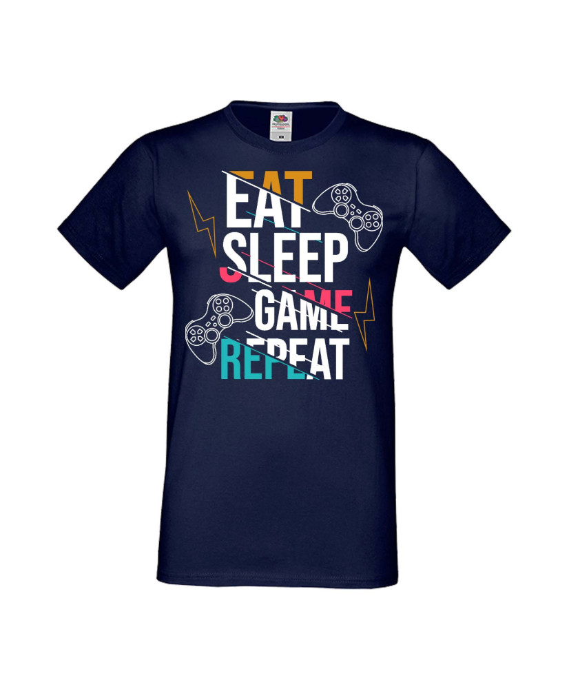 Мъжка Геймърска Тениска Gamer Eat Sleep Game Repeat 04 Мъжка Геймърска Тениска Gamer Eat Sleep Game Repeat 04