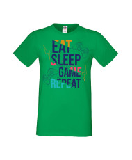 Мъжка Геймърска Тениска Gamer Eat Sleep Game Repeat 04