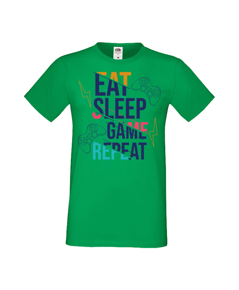 Мъжка Геймърска Тениска Gamer Eat Sleep Game Repeat 04 Мъжка Геймърска Тениска Gamer Eat Sleep Game Repeat 04