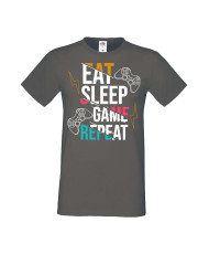 Мъжка Геймърска Тениска Gamer Eat Sleep Game Repeat 04