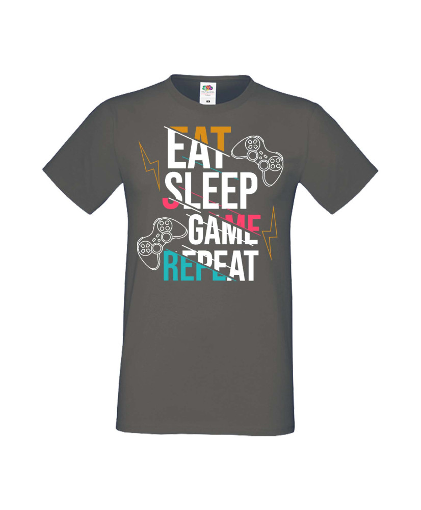 Мъжка Геймърска Тениска Gamer Eat Sleep Game Repeat 04