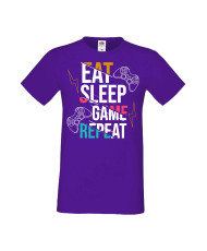 Мъжка Геймърска Тениска Gamer Eat Sleep Game Repeat 04