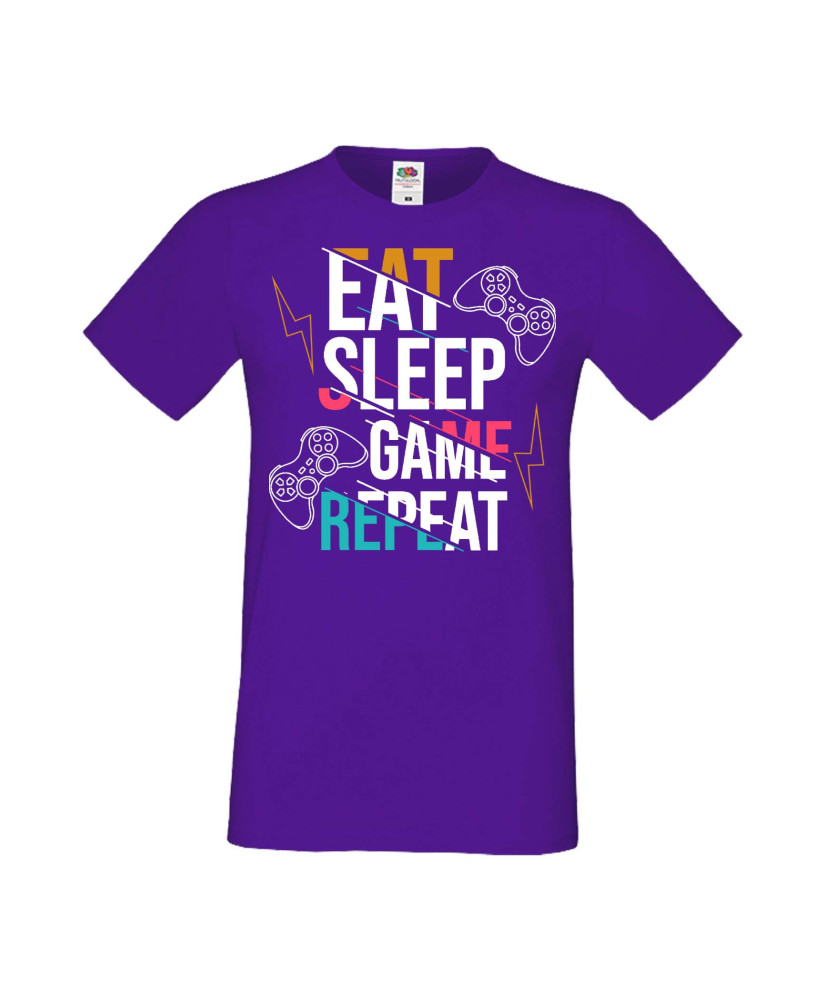 Мъжка Геймърска Тениска Gamer Eat Sleep Game Repeat 04 Мъжка Геймърска Тениска Gamer Eat Sleep Game Repeat 04