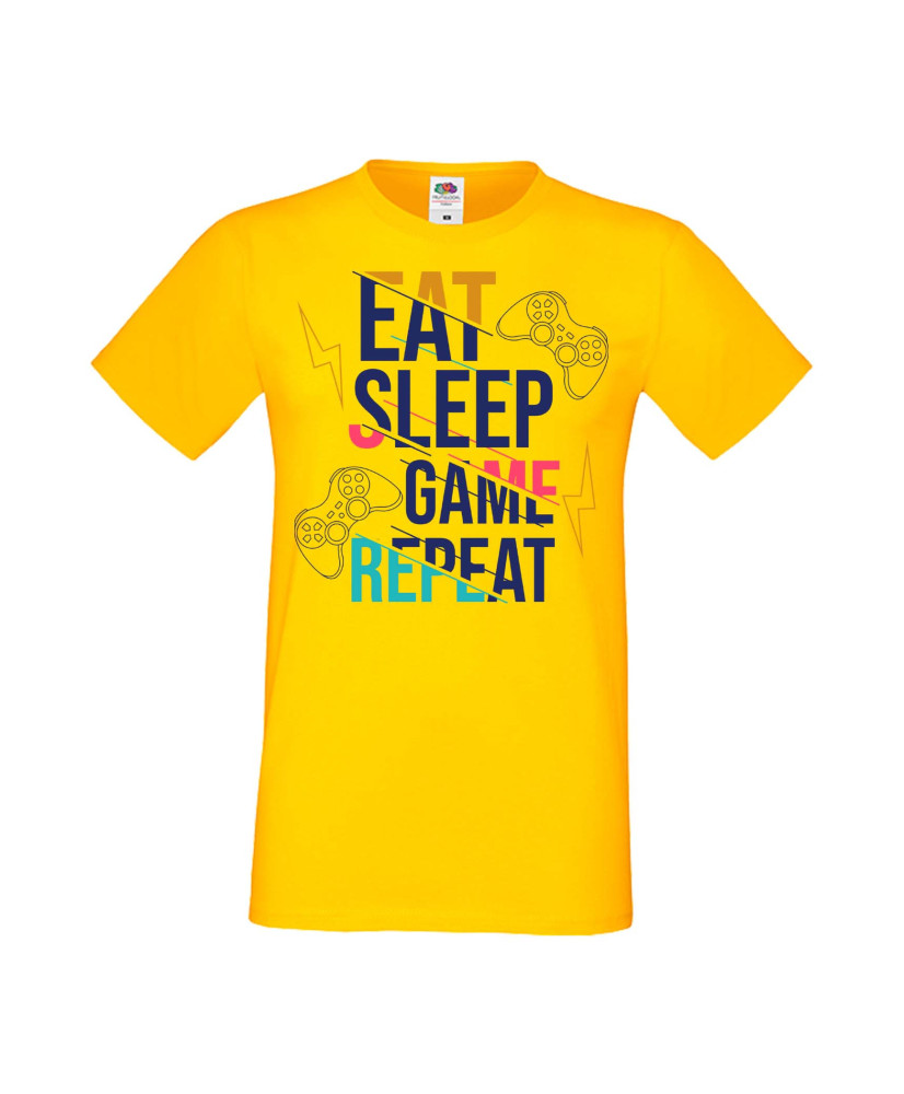 Мъжка Геймърска Тениска Gamer Eat Sleep Game Repeat 04 Мъжка Геймърска Тениска Gamer Eat Sleep Game Repeat 04