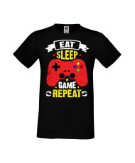 Мъжка Геймърска Тениска Gamer Eat Sleep Game Repeat 05