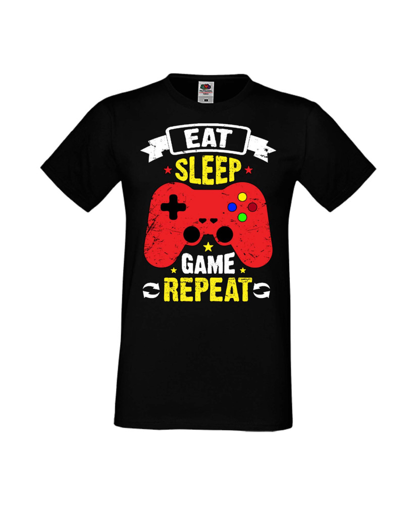 Мъжка Геймърска Тениска Gamer Eat Sleep Game Repeat 05