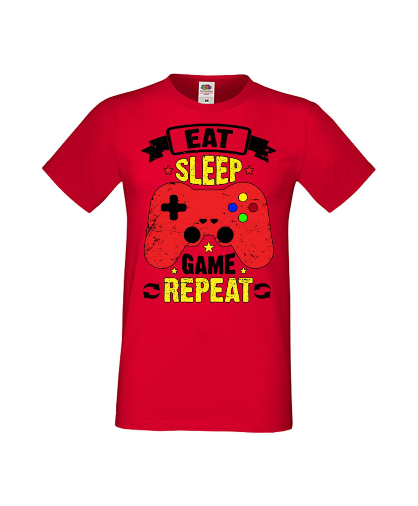 Мъжка Геймърска Тениска Gamer Eat Sleep Game Repeat 05 Мъжка Геймърска Тениска Gamer Eat Sleep Game Repeat 05
