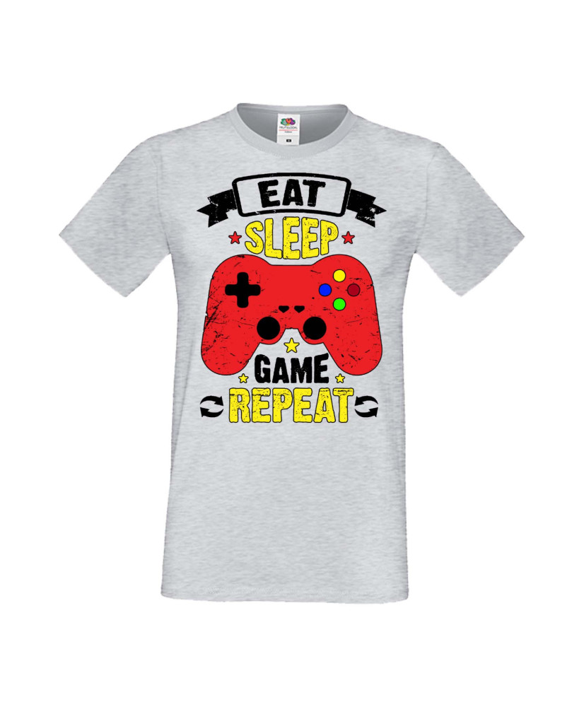 Мъжка Геймърска Тениска Gamer Eat Sleep Game Repeat 05 Мъжка Геймърска Тениска Gamer Eat Sleep Game Repeat 05