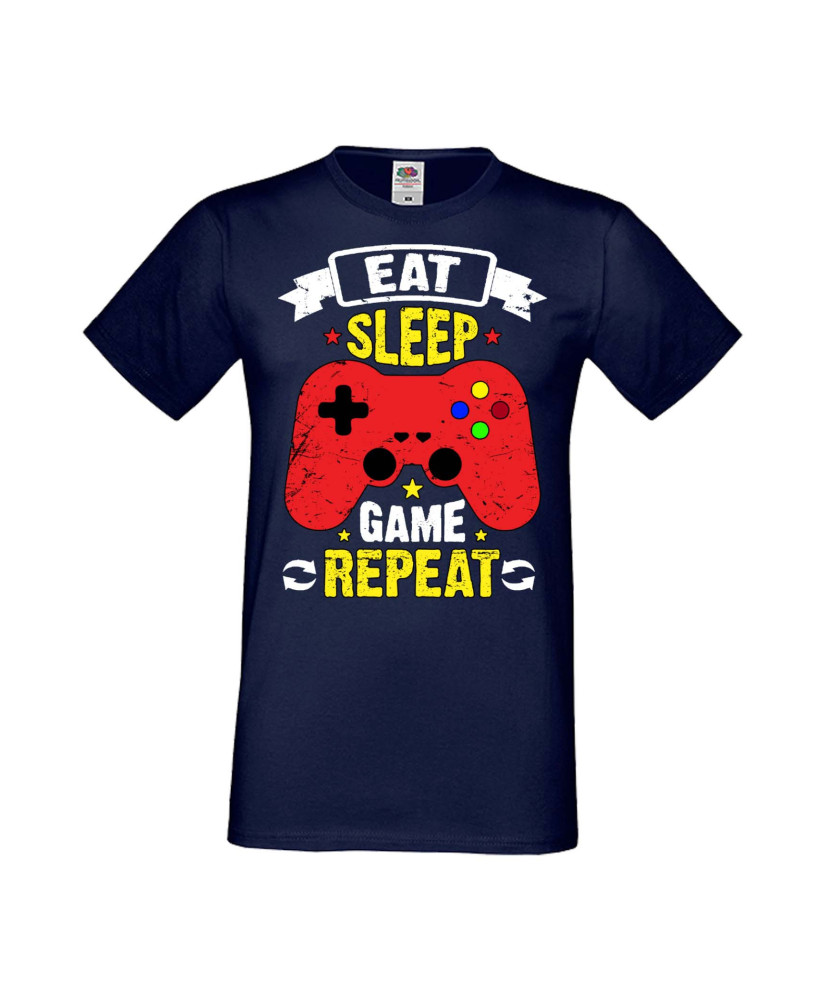 Мъжка Геймърска Тениска Gamer Eat Sleep Game Repeat 05 Мъжка Геймърска Тениска Gamer Eat Sleep Game Repeat 05