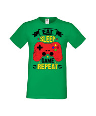Мъжка Геймърска Тениска Gamer Eat Sleep Game Repeat 05