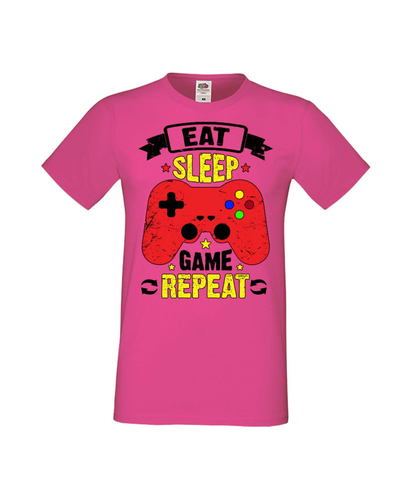 Мъжка Геймърска Тениска Gamer Eat Sleep Game Repeat 05 Мъжка Геймърска Тениска Gamer Eat Sleep Game Repeat 05