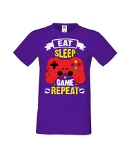 Мъжка Геймърска Тениска Gamer Eat Sleep Game Repeat 05