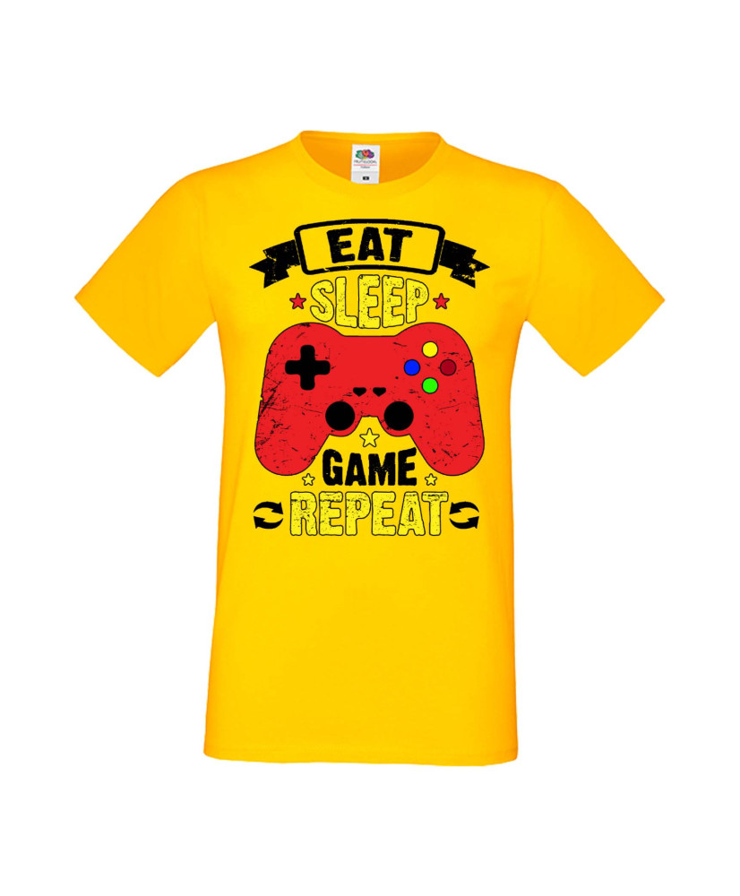 Мъжка Геймърска Тениска Gamer Eat Sleep Game Repeat 05 Мъжка Геймърска Тениска Gamer Eat Sleep Game Repeat 05