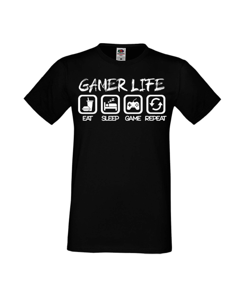 Мъжка Геймърска Тениска Gamer Gamer Life Eat Sleep Game Repeat Мъжка Геймърска Тениска Gamer Gamer Life Eat Sleep Game Repeat