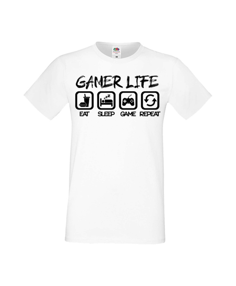 Мъжка Геймърска Тениска Gamer Gamer Life Eat Sleep Game Repeat Мъжка Геймърска Тениска Gamer Gamer Life Eat Sleep Game Repeat