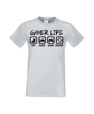 Мъжка Геймърска Тениска Gamer Gamer Life Eat Sleep Game Repeat