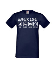 Мъжка Геймърска Тениска Gamer Gamer Life Eat Sleep Game Repeat