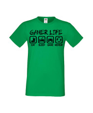 Мъжка Геймърска Тениска Gamer Gamer Life Eat Sleep Game Repeat